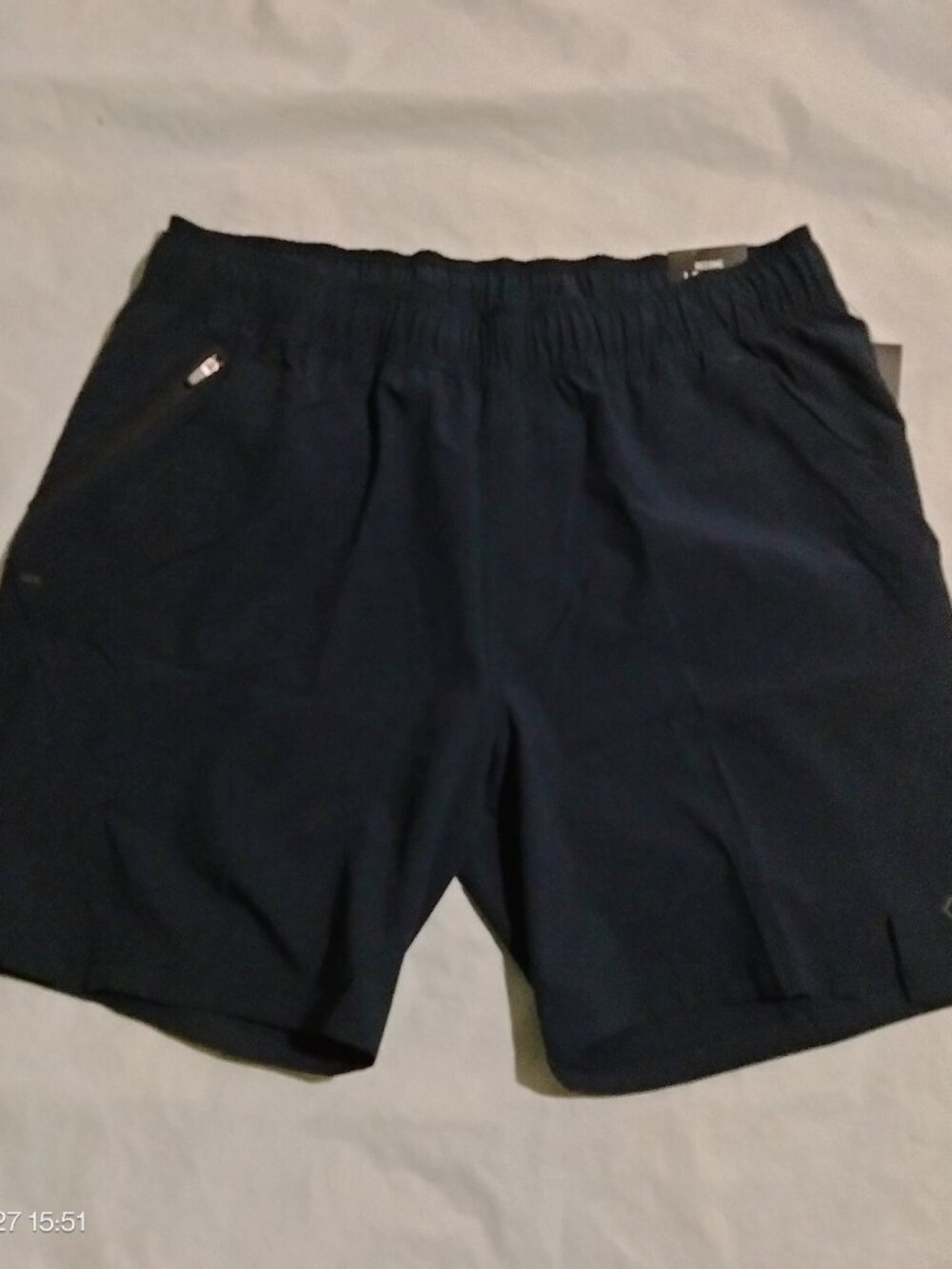 LEG3ND Men's Performance Athletic Shorts Navy Blue Stretch 7" Inseam Large